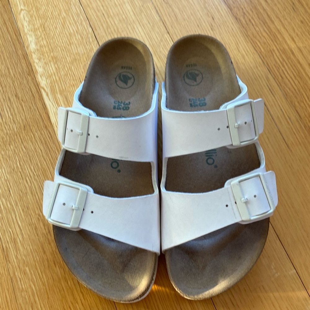 Papillio (by Birkenstock) white vegan two strap platform sandals